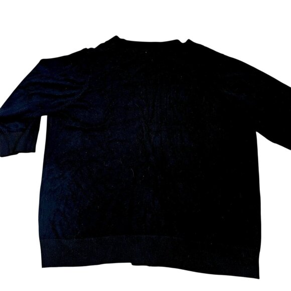 CJ Banks Black Cardigan Thin Classic Size 2X Big Buttons 3/4 Sleeve Cotton Blend - Picture 2 of 9